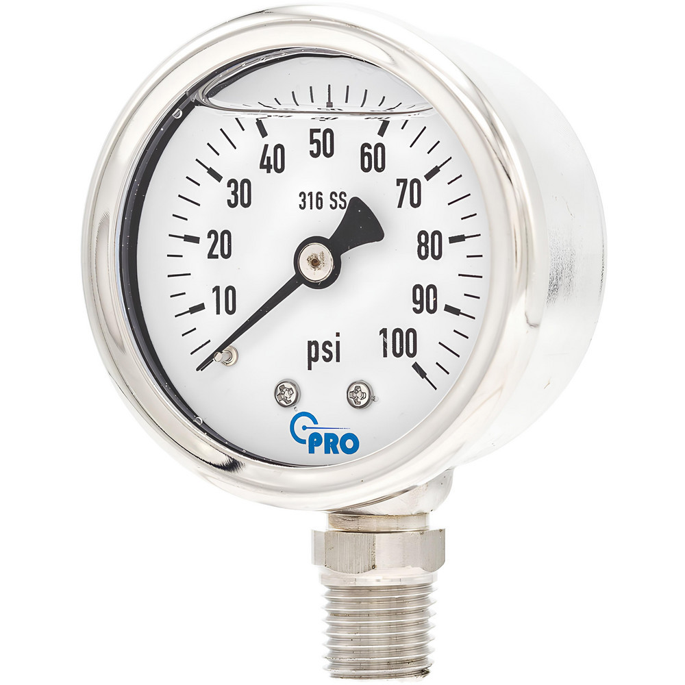 Pressure Gauges; Gauge Type: Pressure Single Scale ; Scale Type: Single ; Accuracy (%): 3-2-3% ; Dial Type: Analog ; Thread Type: NPT ; Bourdon Tube Material: Stainless Steel