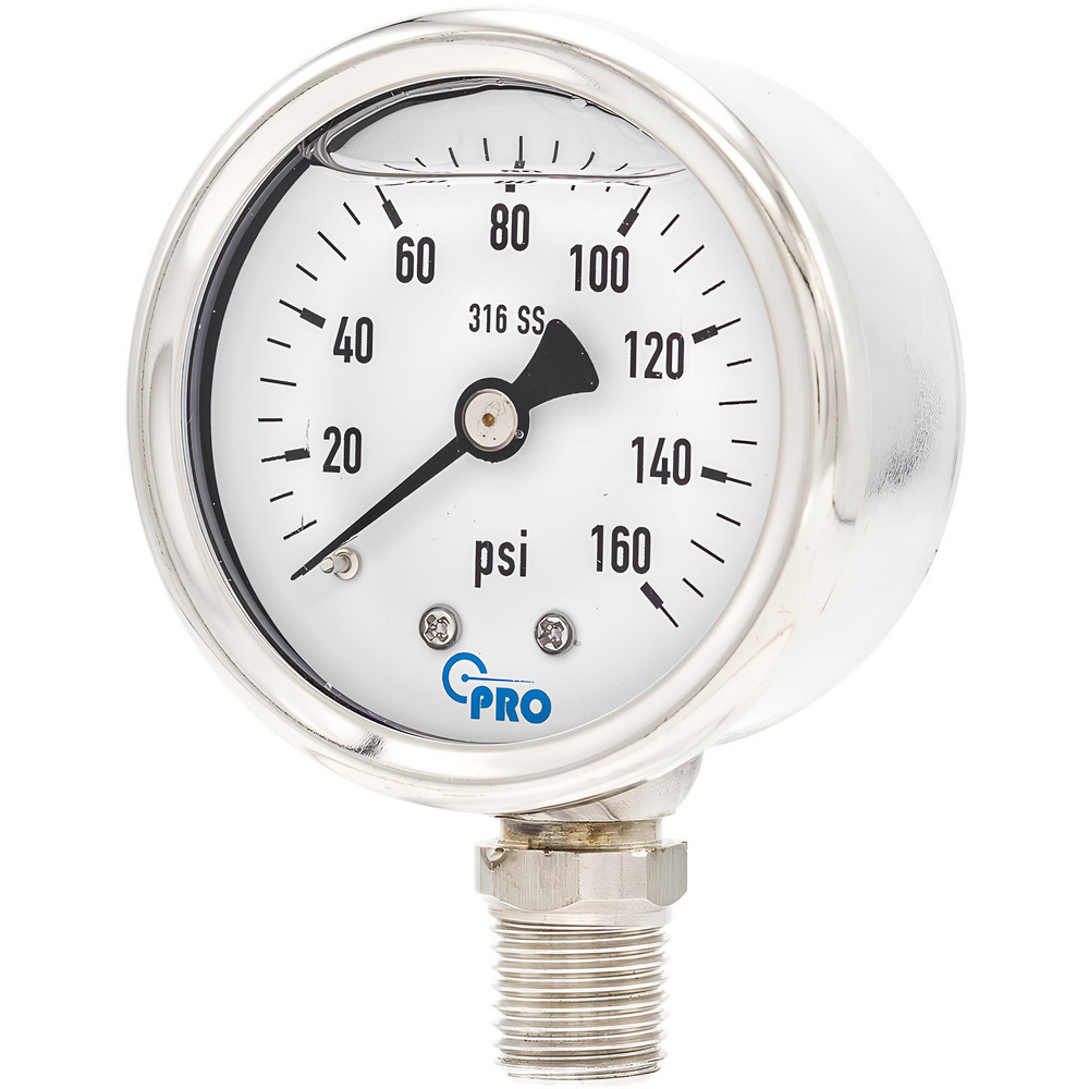 Pressure Gauges; Gauge Type: Pressure Single Scale ; Scale Type: Single ; Accuracy (%): 3-2-3% ; Dial Type: Analog ; Thread Type: NPT ; Bourdon Tube Material: Stainless Steel