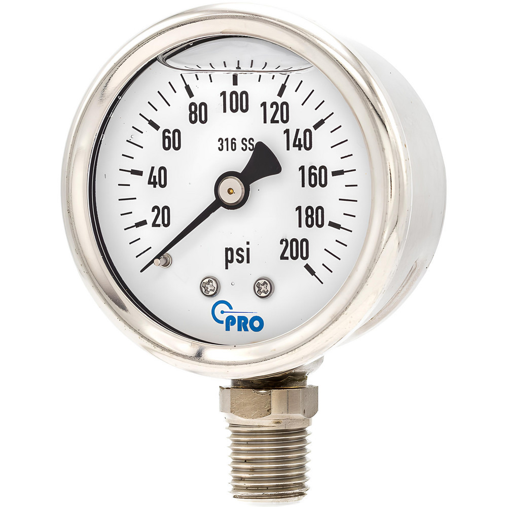 Pressure Gauges; Gauge Type: Pressure Single Scale ; Scale Type: Single ; Accuracy (%): 3-2-3% ; Dial Type: Analog ; Thread Type: NPT ; Bourdon Tube Material: Stainless Steel