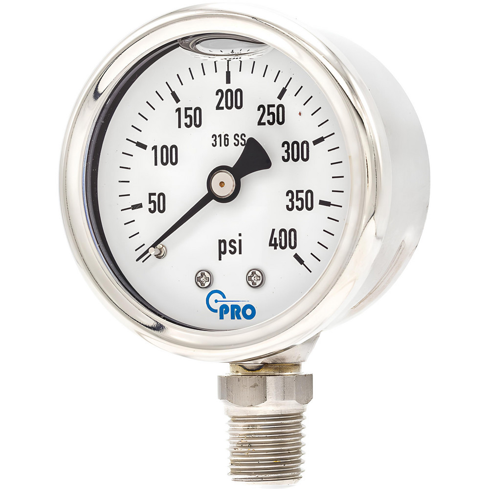 Pressure Gauges; Gauge Type: Pressure Single Scale ; Scale Type: Single ; Accuracy (%): 3-2-3% ; Dial Type: Analog ; Thread Type: NPT ; Bourdon Tube Material: Stainless Steel