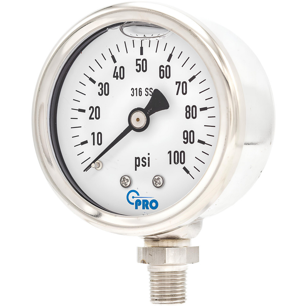 Pressure Gauges; Gauge Type: Pressure Single Scale ; Scale Type: Single ; Accuracy (%): 3-2-3% ; Dial Type: Analog ; Thread Type: NPT ; Bourdon Tube Material: Stainless Steel
