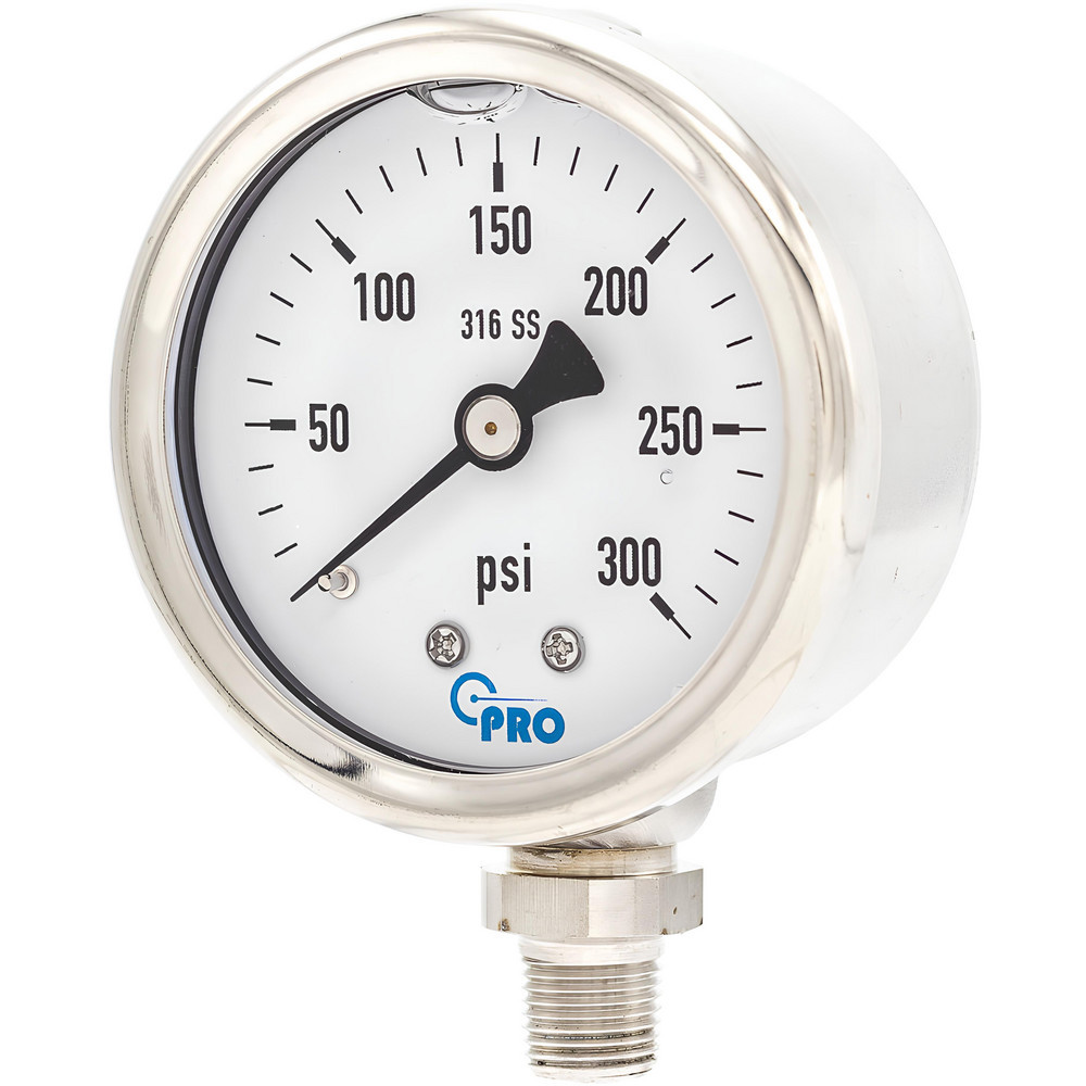 Pressure Gauges; Gauge Type: Pressure Single Scale ; Scale Type: Single ; Accuracy (%): 3-2-3% ; Dial Type: Analog ; Thread Type: NPT ; Bourdon Tube Material: Stainless Steel