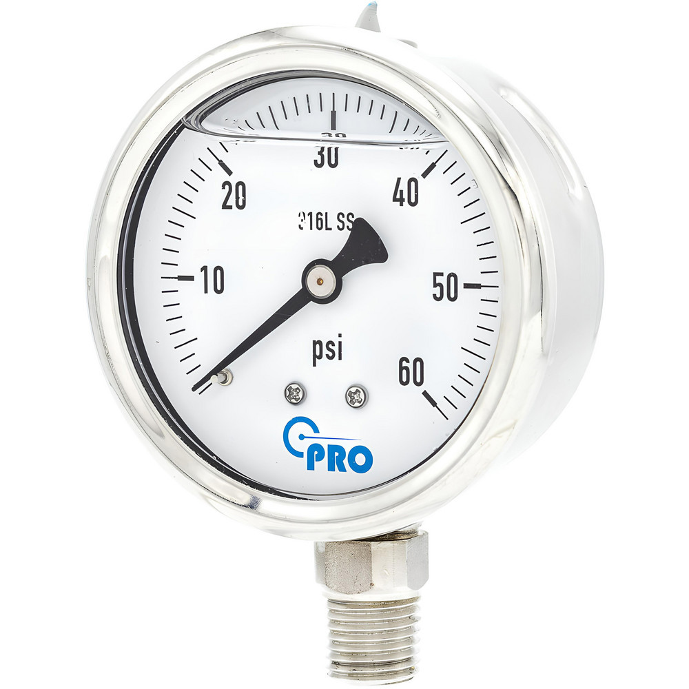 Pressure Gauges; Gauge Type: Pressure Single Scale ; Scale Type: Single ; Accuracy (%): 3-2-3% ; Dial Type: Analog ; Thread Type: NPT ; Bourdon Tube Material: Stainless Steel