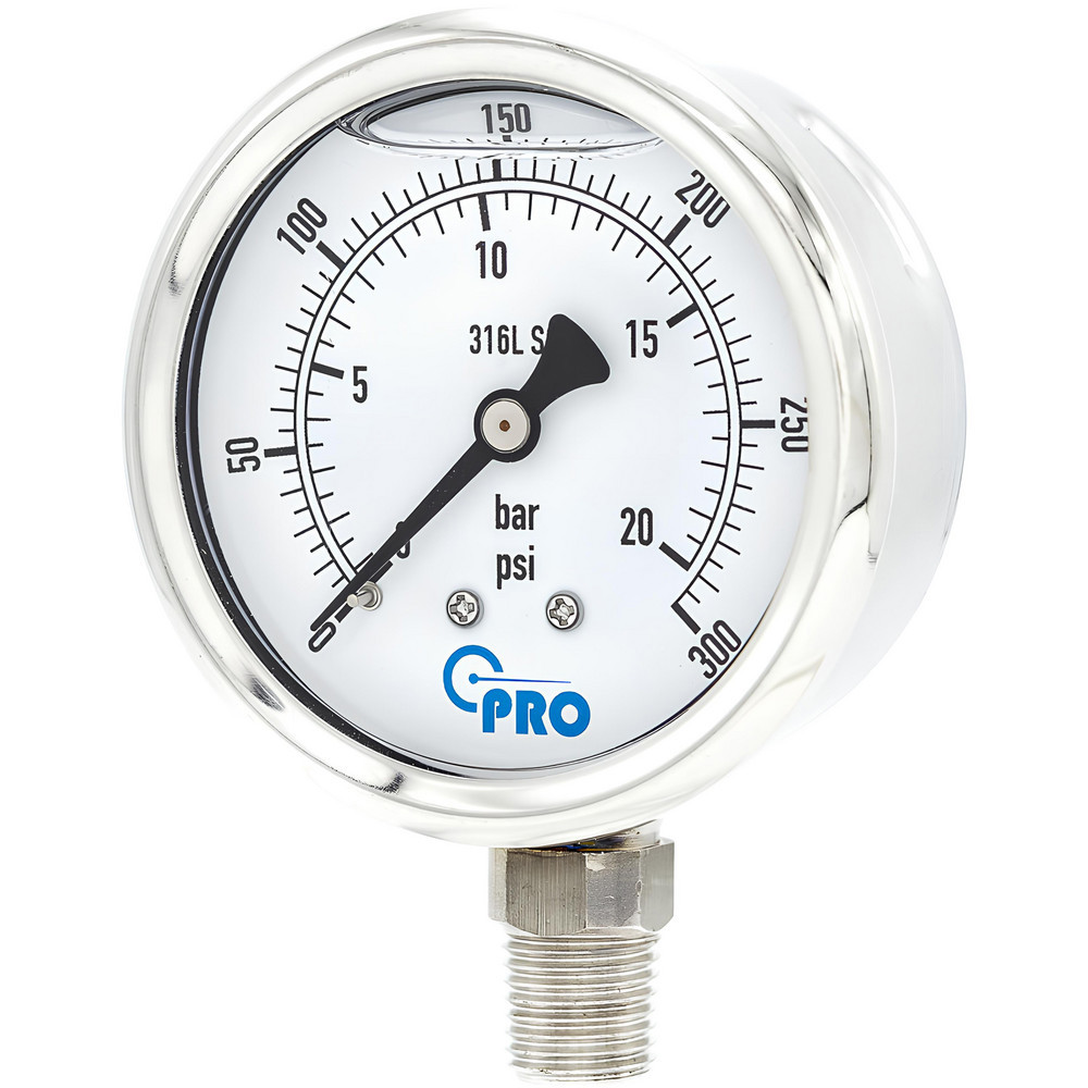 Pressure Gauges; Gauge Type: Pressure Dual Scale ; Scale Type: Dual ; Accuracy (%): 3-2-3% ; Dial Type: Analog ; Thread Type: NPT ; Bourdon Tube Material: Stainless Steel