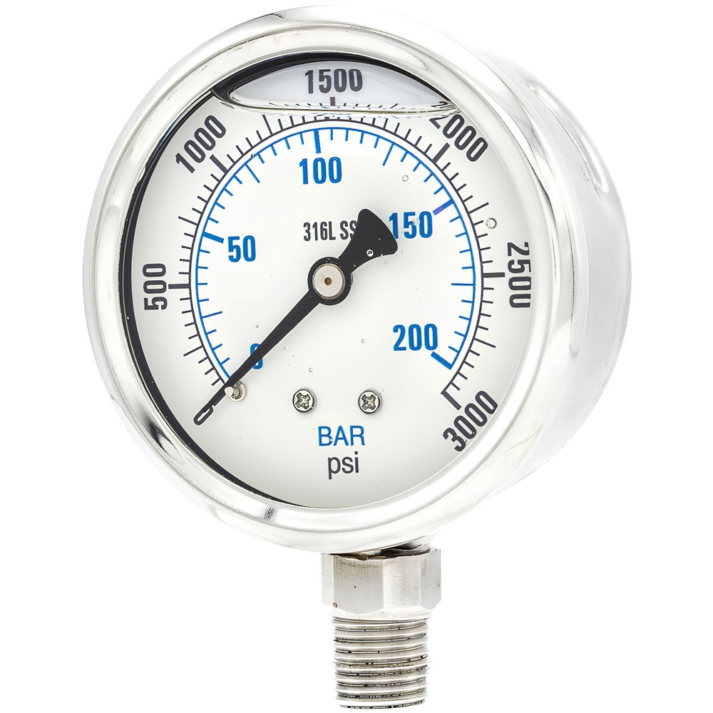 Pressure Gauges; Gauge Type: Industrial Pressure Gauges ; Scale Type: Dual ; Accuracy (%): 2-1-2% ; Dial Type: Analog ; Thread Type: 1/4