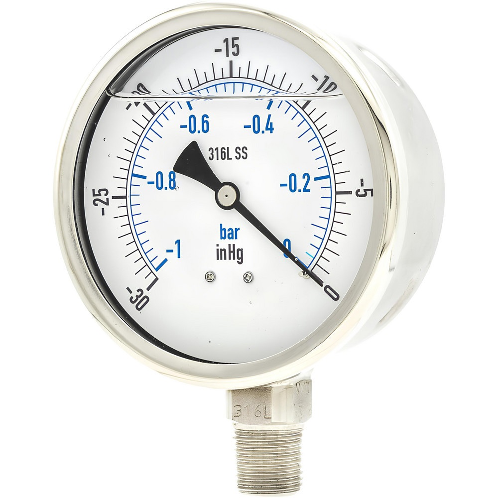 Pressure Gauges; Gauge Type: Industrial Pressure Gauges ; Scale Type: Dual ; Accuracy (%): 1% full-scale ; Dial Type: Analog ; Thread Type: NPT ; Bourdon Tube Material: 316 Stainless Steel