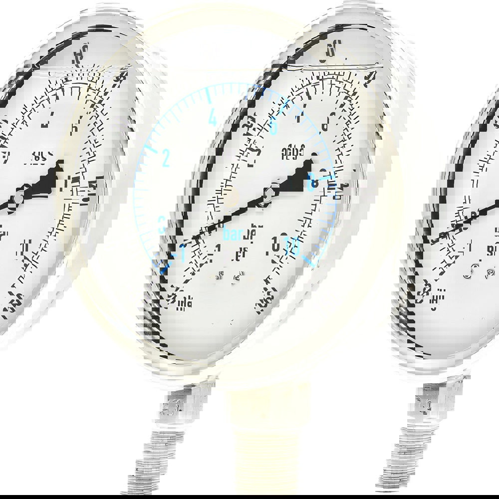 Pressure Gauges; Gauge Type: Industrial Pressure Gauges ; Scale Type: Dual ; Accuracy (%): 1% full-scale ; Dial Type: Analog ; Thread Type: NPT ; Bourdon Tube Material: 316 Stainless Steel