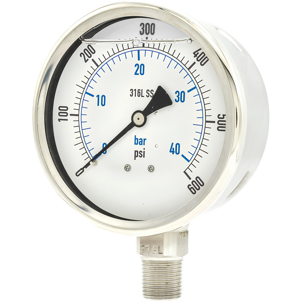 Pressure Gauges; Gauge Type: Industrial Pressure Gauges ; Scale Type: Dual ; Accuracy (%): 1% full-scale ; Dial Type: Analog ; Thread Type: NPT ; Bourdon Tube Material: 316 Stainless Steel