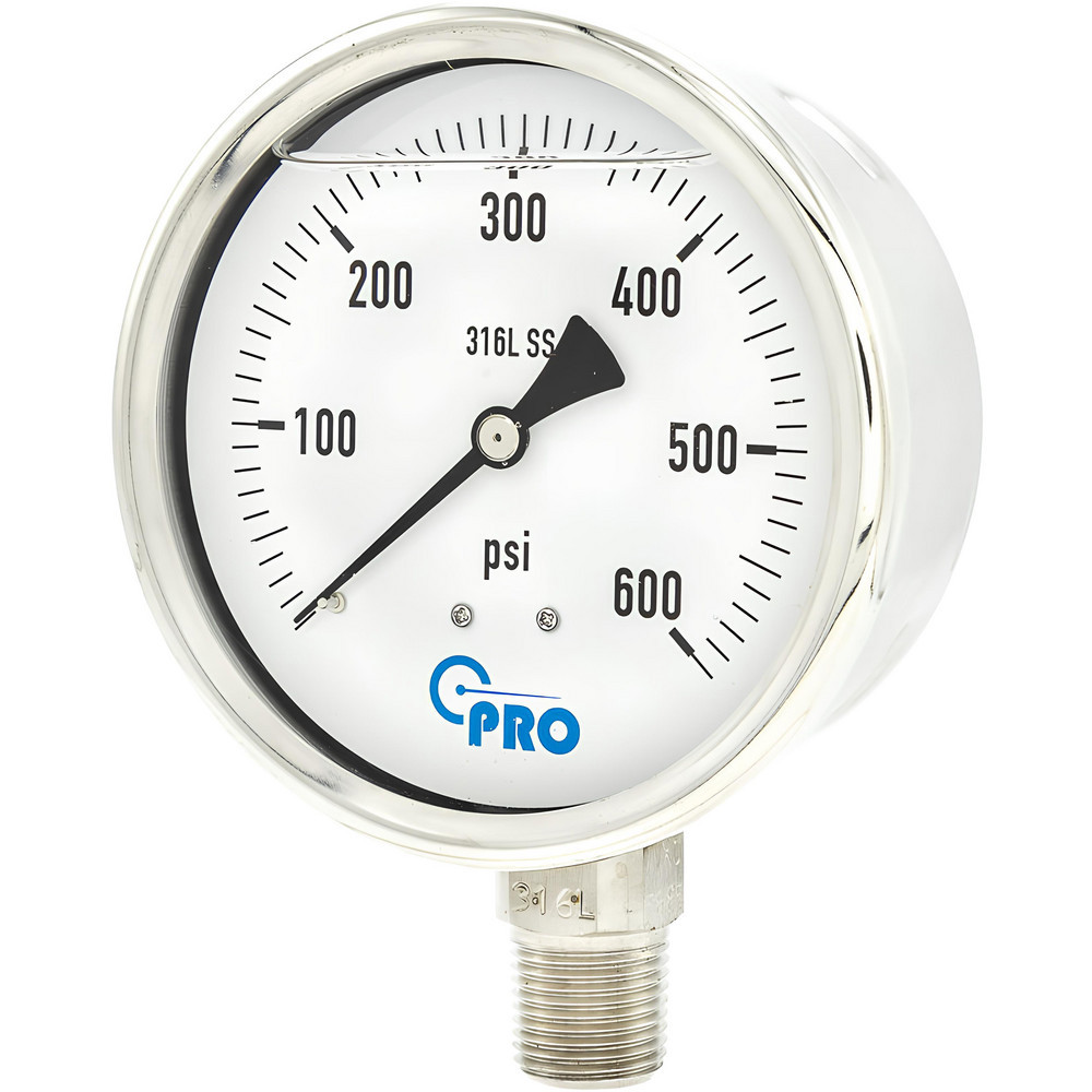 Pressure Gauges; Gauge Type: Pressure Single Scale ; Scale Type: Single ; Accuracy (%): 3-2-3% ; Dial Type: Analog ; Thread Type: NPT ; Bourdon Tube Material: Stainless Steel