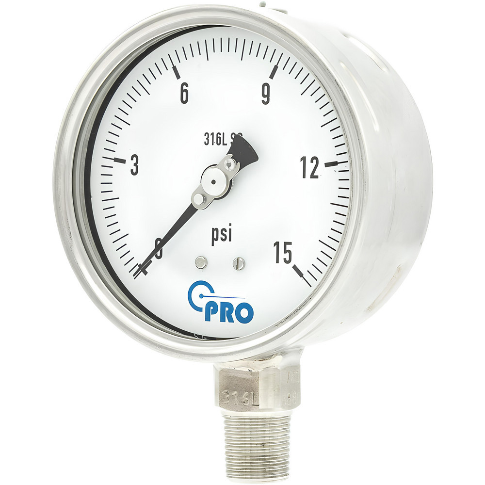 Pressure Gauges; Gauge Type: Pressure Single Scale ; Scale Type: Single ; Accuracy (%): 1.00% ; Dial Type: Analog ; Thread Type: NPT ; Bourdon Tube Material: Stainless Steel
