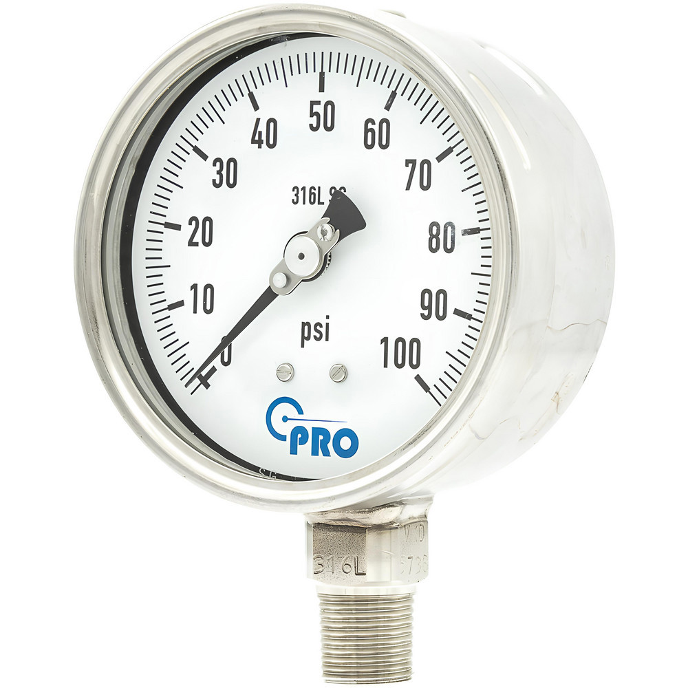 Pressure Gauges; Gauge Type: Pressure Single Scale ; Scale Type: Single ; Accuracy (%): 1.00% ; Dial Type: Analog ; Thread Type: NPT ; Bourdon Tube Material: Stainless Steel