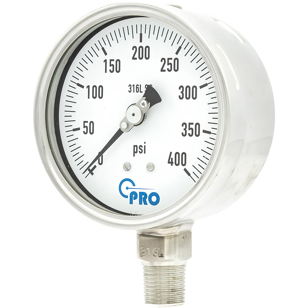 Pressure Gauges; Gauge Type: Pressure Single Scale ; Scale Type: Single ; Accuracy (%): 1.00% ; Dial Type: Analog ; Thread Type: NPT ; Bourdon Tube Material: Stainless Steel