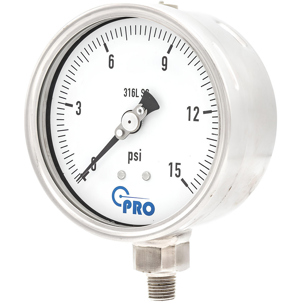 Pressure Gauges; Gauge Type: Pressure Single Scale ; Scale Type: Single ; Accuracy (%): 1.00% ; Dial Type: Analog ; Thread Type: NPT ; Bourdon Tube Material: Stainless Steel