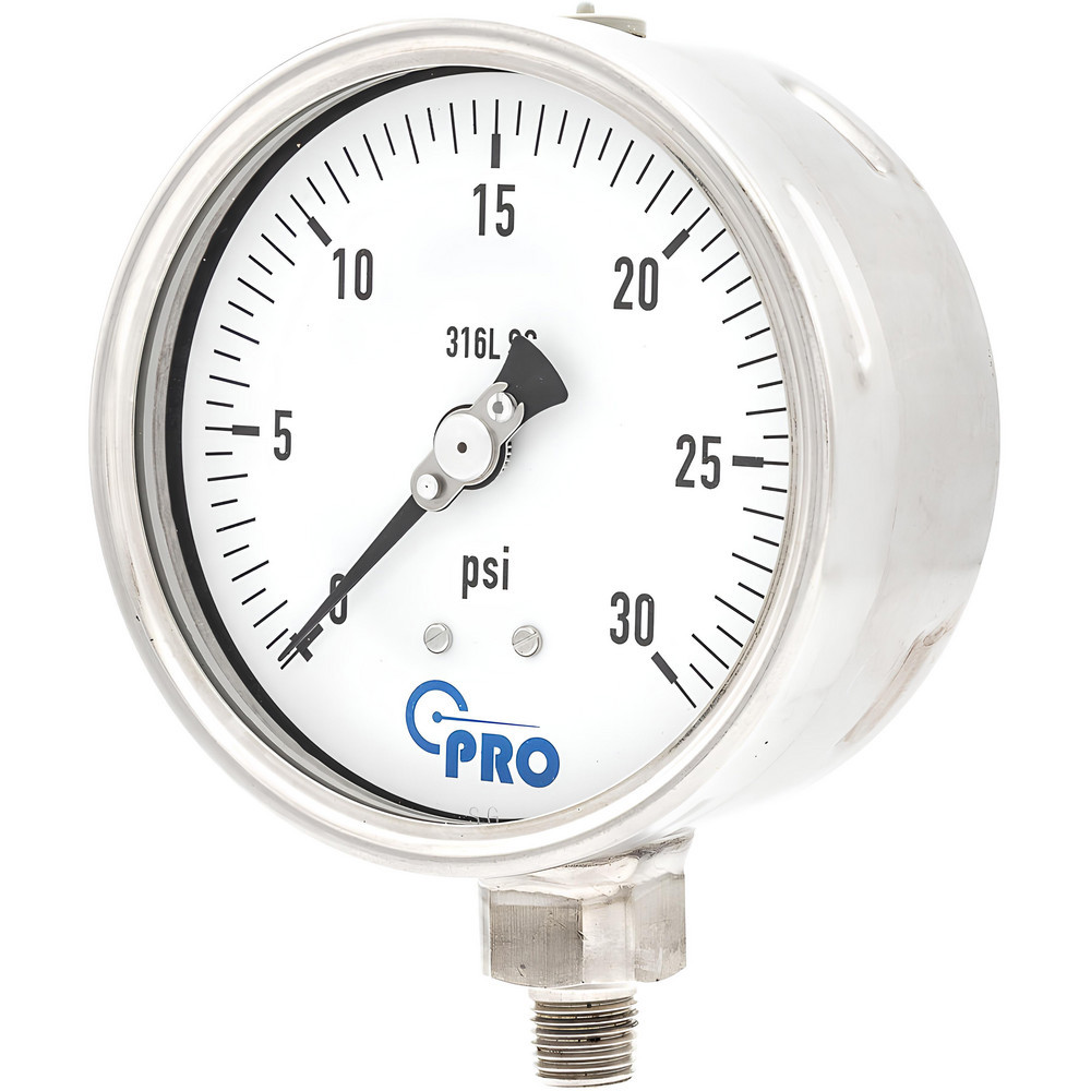 Pressure Gauges; Gauge Type: Pressure Single Scale ; Scale Type: Single ; Accuracy (%): 1.00% ; Dial Type: Analog ; Thread Type: NPT ; Bourdon Tube Material: Stainless Steel