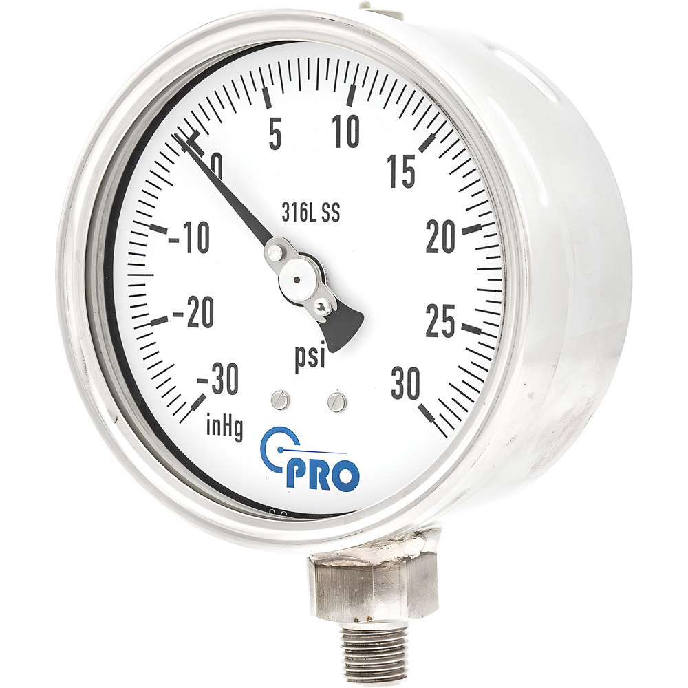 Pressure Gauges; Gauge Type: Pressure Single Scale ; Scale Type: Single ; Accuracy (%): 1.00% ; Dial Type: Analog ; Thread Type: NPT ; Bourdon Tube Material: Stainless Steel