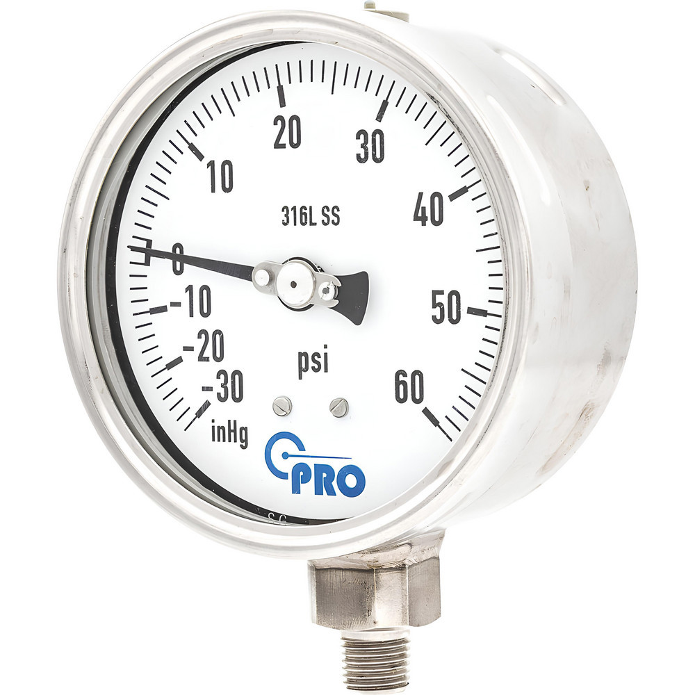 Pressure Gauges; Gauge Type: Pressure Single Scale ; Scale Type: Single ; Accuracy (%): 1.00% ; Dial Type: Analog ; Thread Type: NPT ; Bourdon Tube Material: Stainless Steel