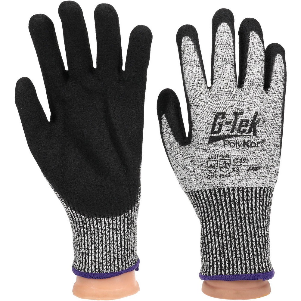 Cut-Resistant Gloves: PRO-SAFE G-Tek PolyKor, Size X-Small, ANSI Cut A4, Nitrile, Dyneema