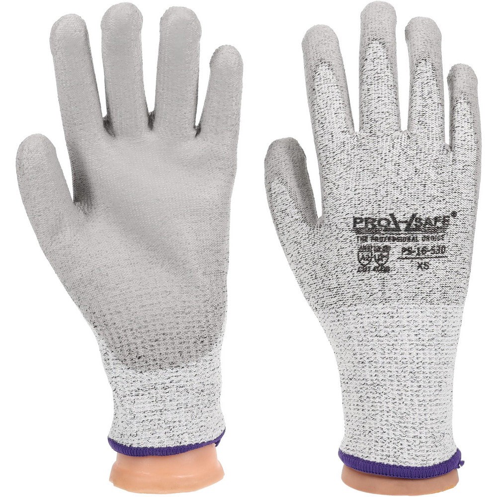 Cut-Resistant Gloves: PRO-SAFE G-Tek PolyKor, Size X-Small, ANSI Cut A3, Polyurethane, Dyneema