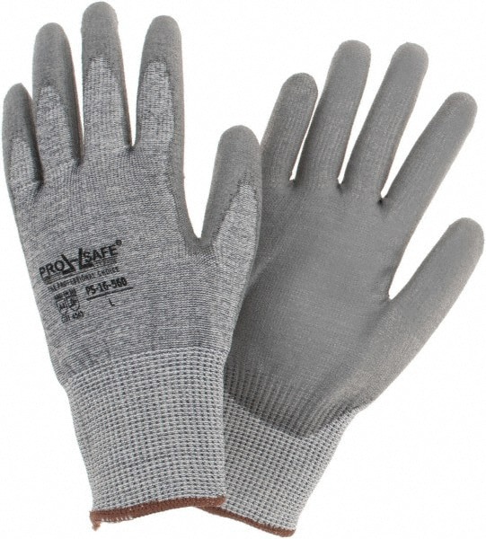 Cut-Resistant Gloves: PRO-SAFE G-Tek PolyKor, Size Large, ANSI Cut A4, Polyurethane, Dyneema