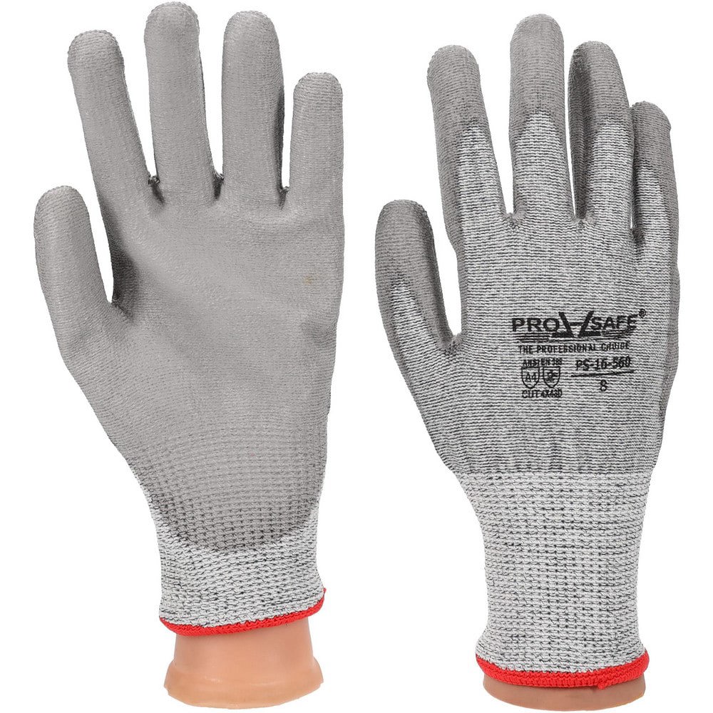 Cut-Resistant Gloves: PRO-SAFE G-Tek PolyKor, Size Small, ANSI Cut A4, Polyurethane, Dyneema