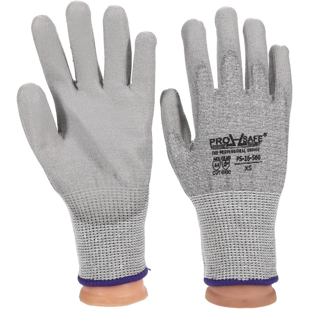 Cut-Resistant Gloves: PRO-SAFE G-Tek PolyKor, Size X-Small, ANSI Cut A4, Polyurethane, Dyneema