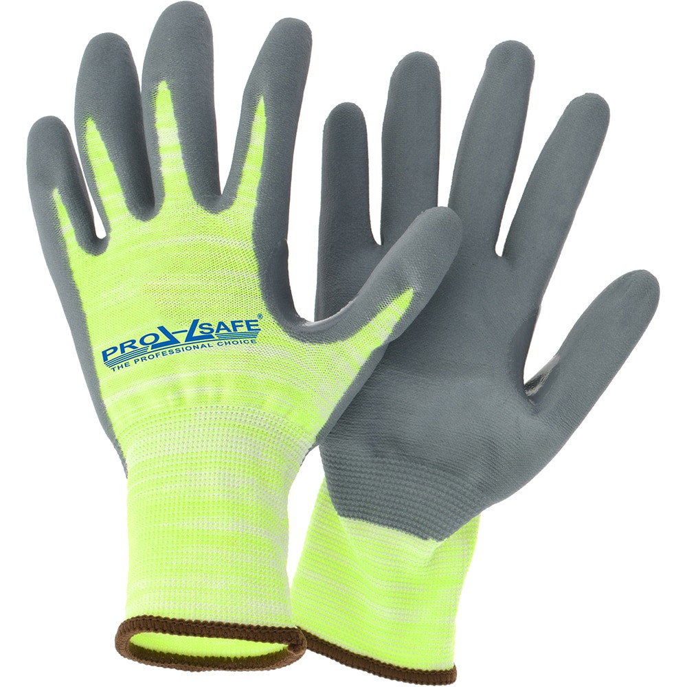 Cut-Resistant Gloves: PRO-SAFE Size Small, ANSI Cut A2, ANSI Puncture 2, Nitrile, HPPE Blend