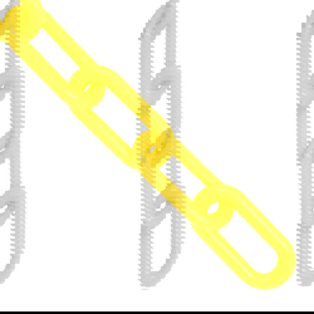 Safety Barrier Chain: Plastic, Yellow, 25' Long, 2