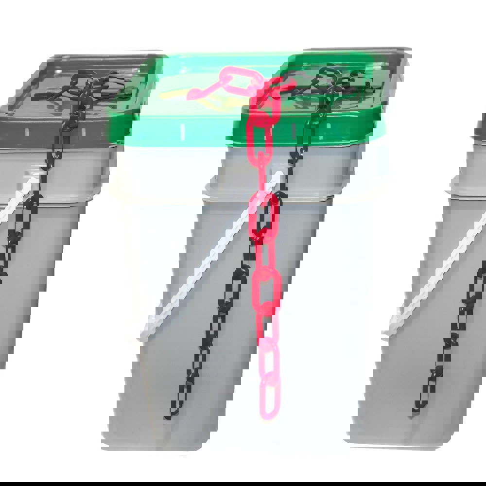 Safety Barrier Chain: Plastic, Red, 300' Long, 2