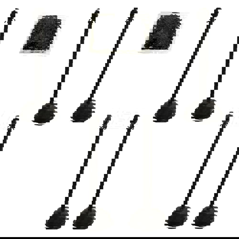 Pedestrian Barrier Kits; Chain Material: Plastic ; Post Material: Plastic ; Surface Pattern: Solid Color ; Chain Color: Black ; Post Color: Black ; Includes: 4 Stanchions; 1 Chain