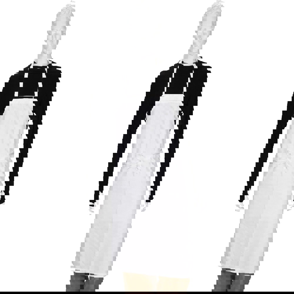 Aprons; Garment Style: Bib Apron ; Protection Type: General Purpose ; Size: One Size Fits Most ; Garment Length (Inch): 35-1/4 ; Material: Polyester; Cotton ; Garment Size: One Size Fits Most