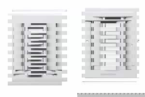 8 x 4 in. Aluminum Adjustable Curve Blade 3-way Residential Ceiling & Sidewall Register in White