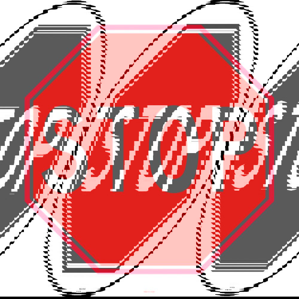 Adhesive Backed Floor Signs; Message Type: Traffic Control ; Message or Graphic: STOP ; Legend: STOP ; Material: Vinyl ; Legend Color: Black; Red; White ; Color: Black and Red