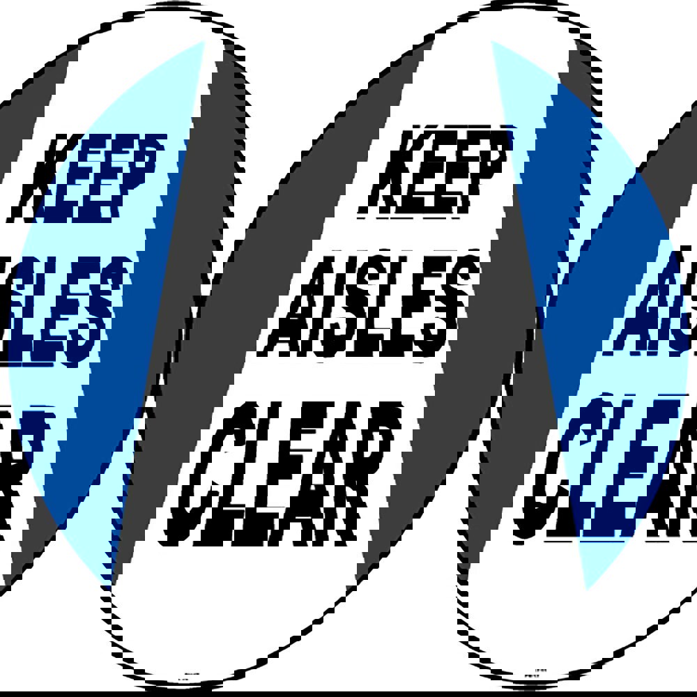 Adhesive Backed Floor Signs; Message Type: Workplace/Safety ; Message or Graphic: KEEP AISLES CLEAR ; Legend: KEEP AISLES CLEAR ; Material: Vinyl ; Legend Color: Black; Blue; White ; Color: Black, Blue, White