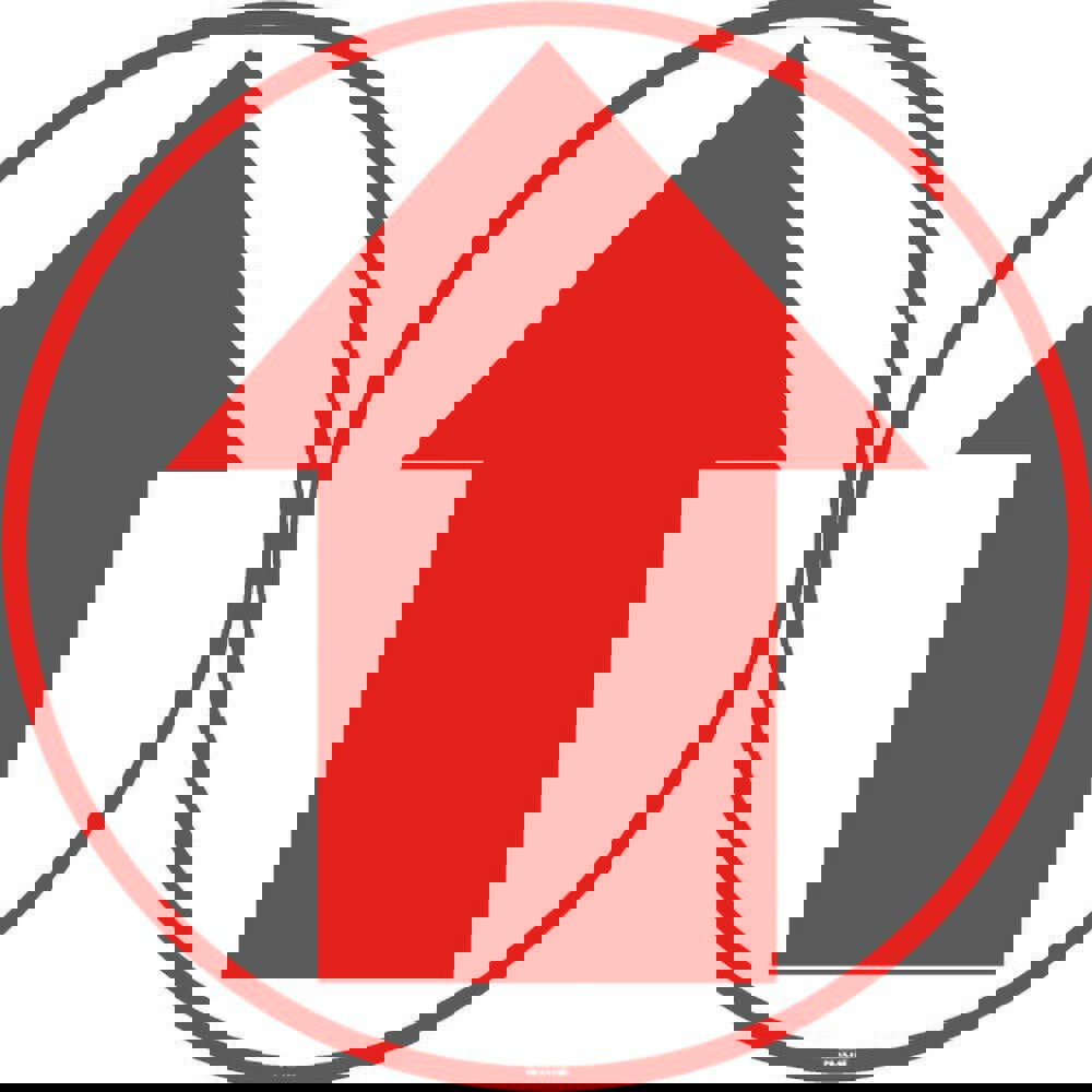 Adhesive Backed Floor Signs; Message Type: Exit, Entrance & Directional ; Message or Graphic: ARROW ; Legend: Arrow Graphic ; Material: Vinyl ; Legend Color: Red; White ; Color: Red and White