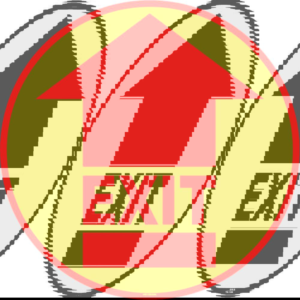 Adhesive Backed Floor Signs; Message Type: Exit, Entrance & Directional ; Message or Graphic: EXIT; ARROW ; Legend: EXIT ; Material: Vinyl ; Legend Color: Red; White ; Color: Red