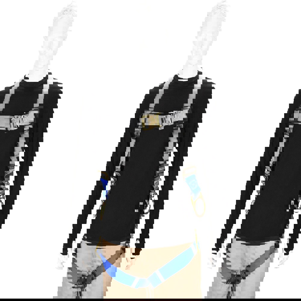 Fall Protection Harnesses: 350 Lb, Quick-Connect Back and Side D-Rings Style, Size 2X-Large, Polyester