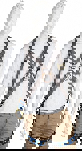 Fall Protection Harnesses: 350 Lb, Cross-Over Style, Size X-Large, Polyester