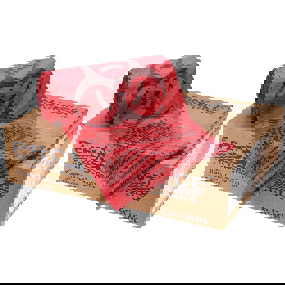 Pack of (100) 30 Gal Capacity, Red, Hazardous Waste Bags