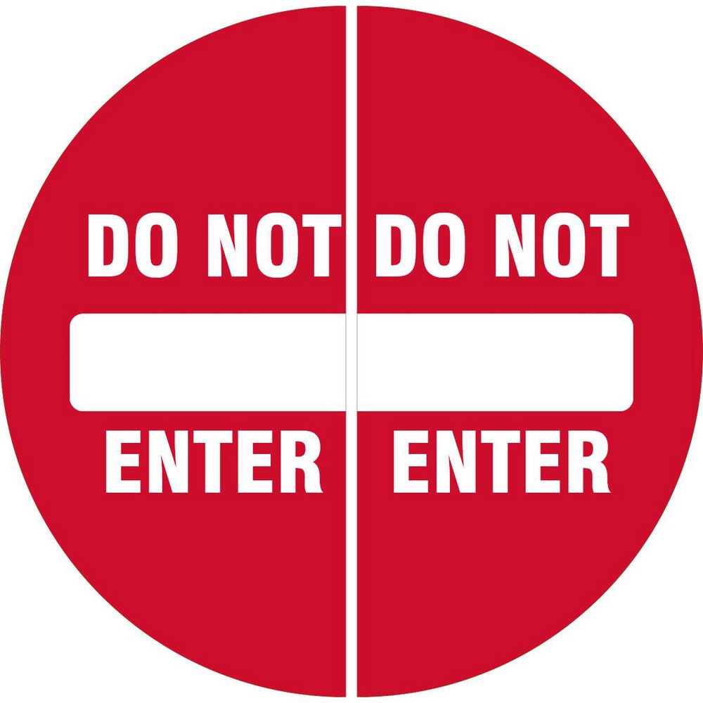Adhesive Backed Floor Signs; Message Type: Traffic Control ; Message or Graphic: Message & Graphic ; Legend: DO NOT ENTER ; Material: Vinyl ; Legend Color: White ; Color: Red; White