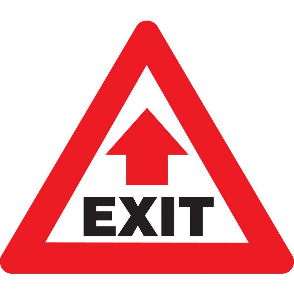 Adhesive Backed Floor Signs; Message Type: Traffic Control ; Message or Graphic: Message & Graphic ; Legend: EXIT ; Material: Vinyl ; Legend Color: Black ; Color: Black; Red; White