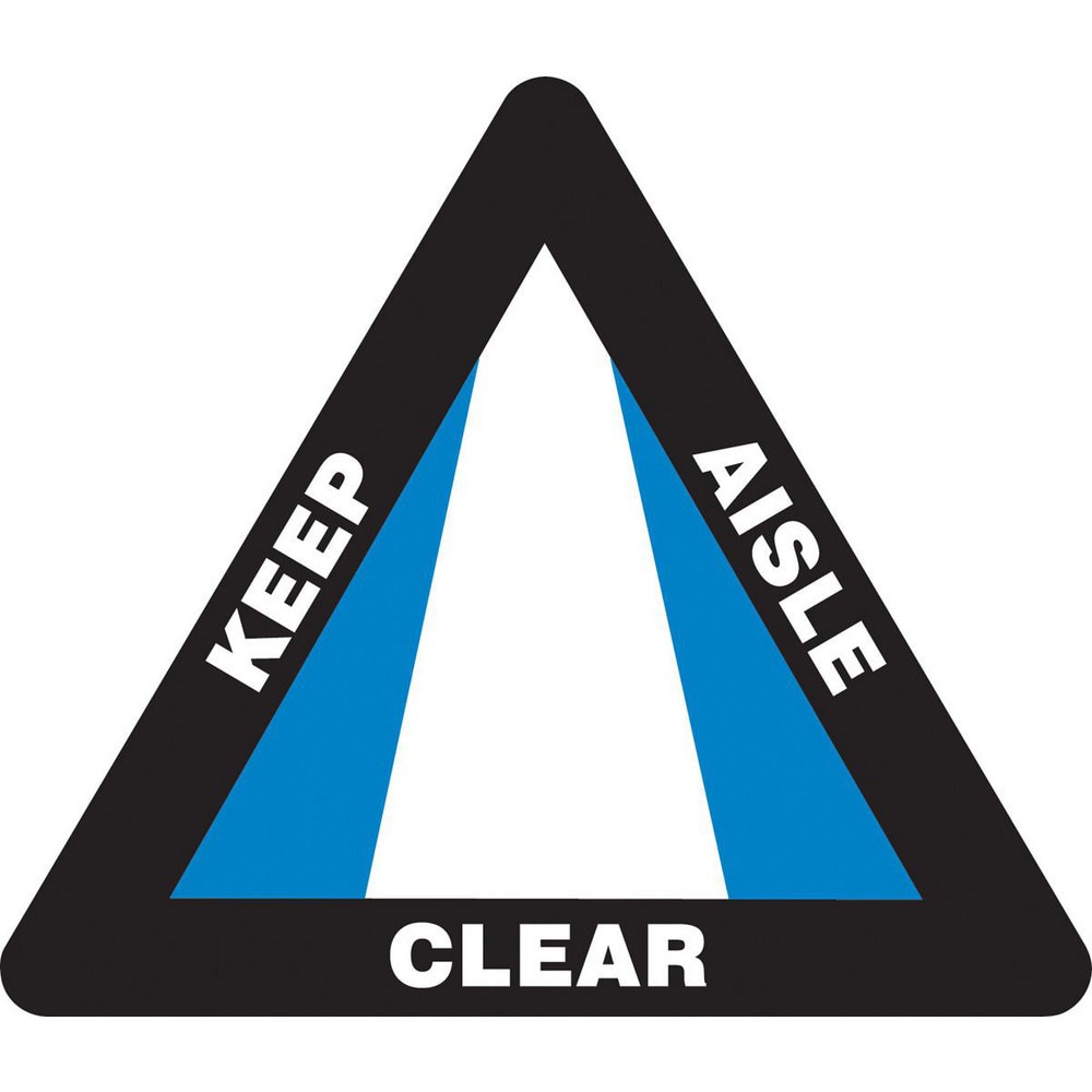 Adhesive Backed Floor Signs; Message Type: Traffic Control ; Message or Graphic: Message Only ; Legend: KEEP AISLE CLEAR ; Material: Vinyl ; Legend Color: White ; Color: Black; Blue; White