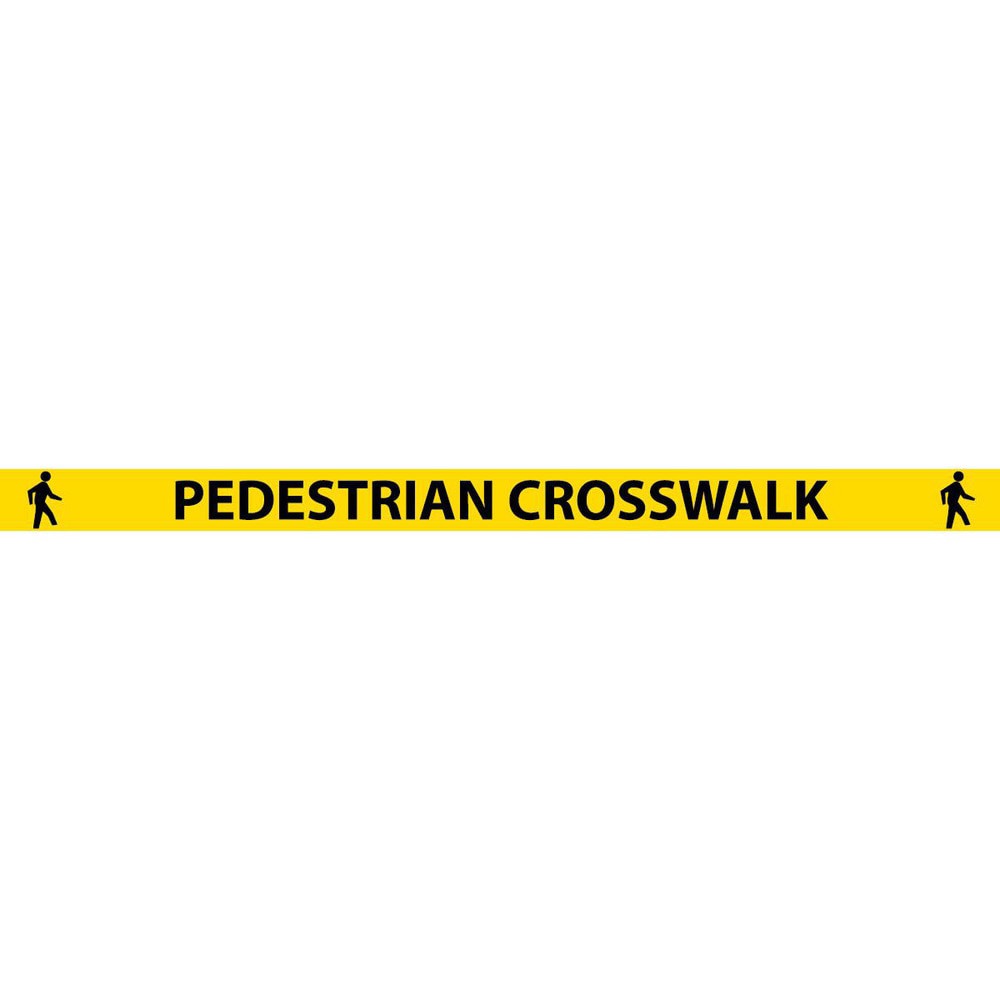 Adhesive Backed Floor Signs; Message Type: Traffic Control ; Message or Graphic: Message & Graphic ; Legend: PEDESTRIAN CROSSWALK ; Material: Vinyl ; Legend Color: Black ; Color: Black; Yellow