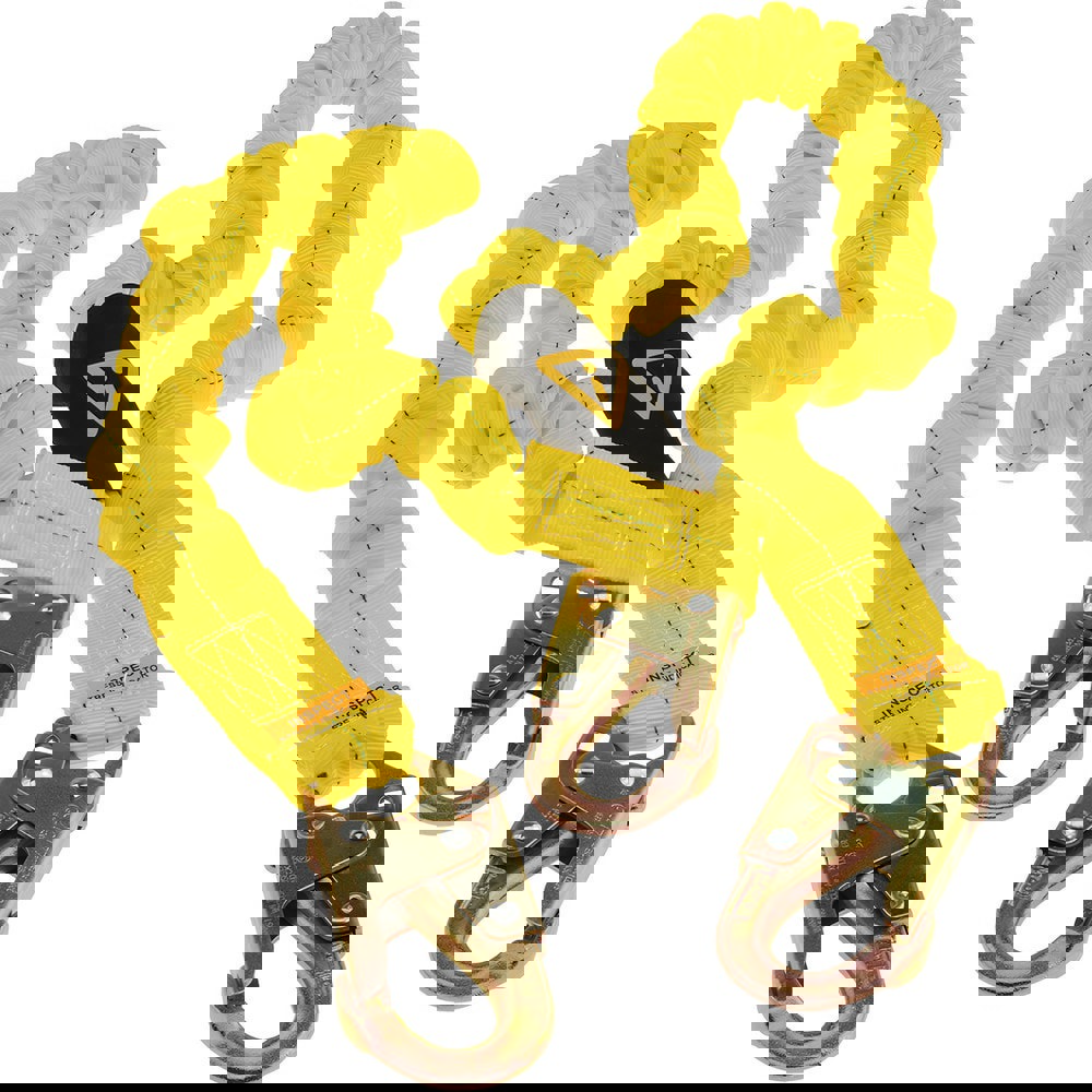 6' Long, 350 Lb Capacity, 2 Leg Locking Snap Hook Harness Shock Absorbing Lanyard