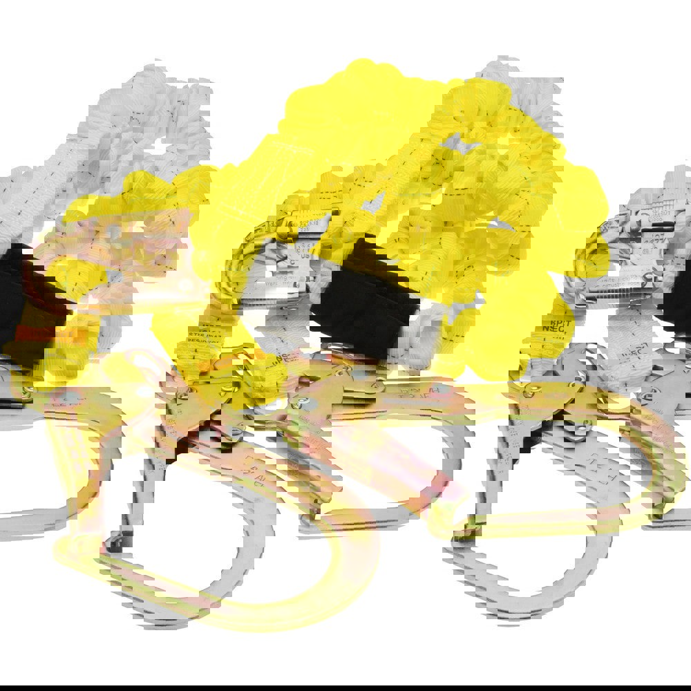 6' Long, 350 Lb Capacity, 2 Leg Locking Snap Hook Harness Shock Absorbing Lanyard