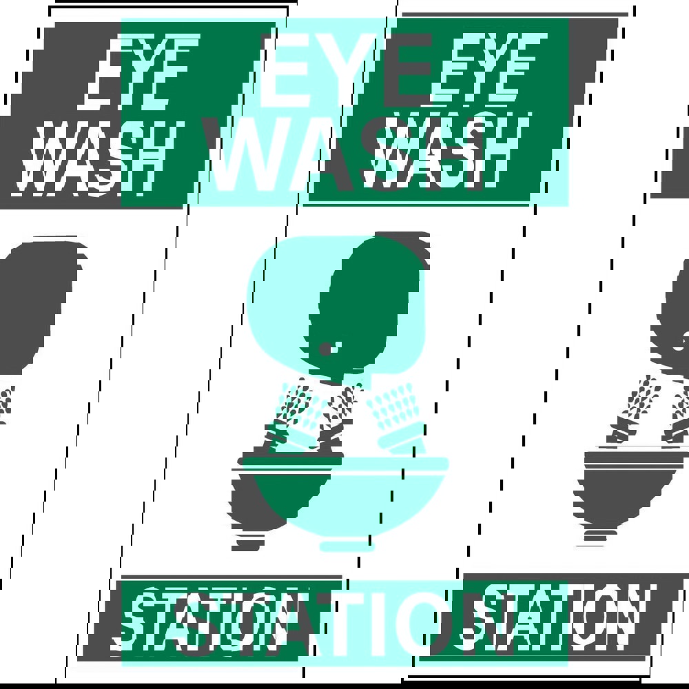 Safety Signs; Family: Safety Sign ; Sign Type: Exit; Facility; Security & Admittance; Fire; Visitor; Workplace ; Sign Header: None ; Message/Graphic: Message & Graphic ; Graphic Type: Head over Eyewash ; Reflectivity: Non-Reflective