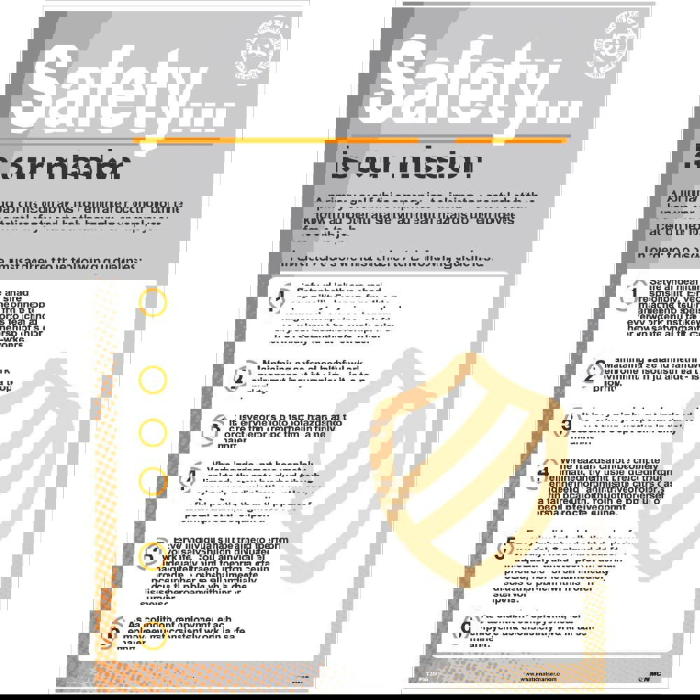 Training & Safety Awareness Posters; Subject: Safety & Regulatory Compliance ; Training Program Title: 5S; Office Safety ; Message: Safety Is Our Mission