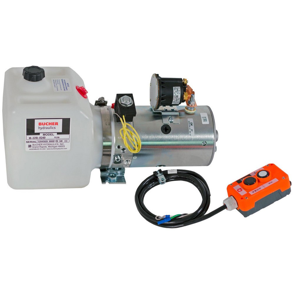 Hydraulic Power Units; Maximum Working Pressure: 2500.000psi ; Maximum Flow Rate: 8.0GPM ; Tank Capacity: 0.75gal ; Voltage: 12.00 ; Phase: None ; Overall Length: 14.89in
