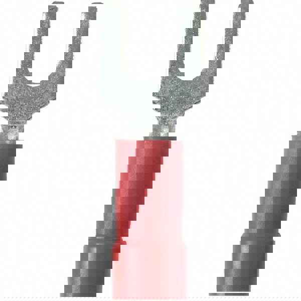 Standard Fork Terminal: Red, Vinyl, Partially Insulated, #10 Stud, Crimp