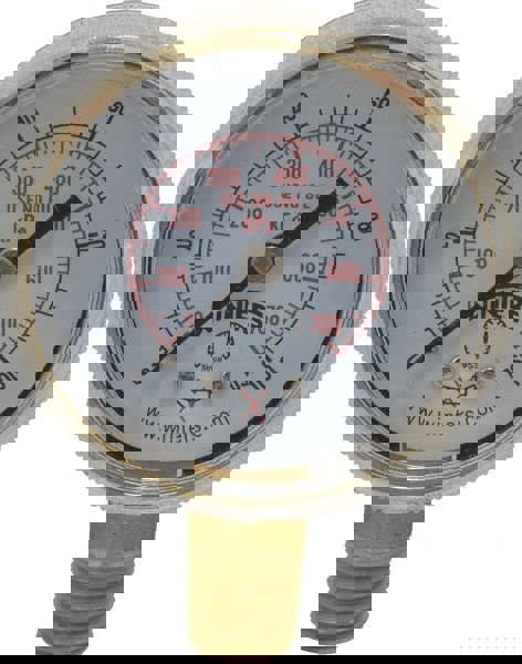 1/4 Inch NPT, 75 Max psi, Brass Case Cylinder Pressure Gauge