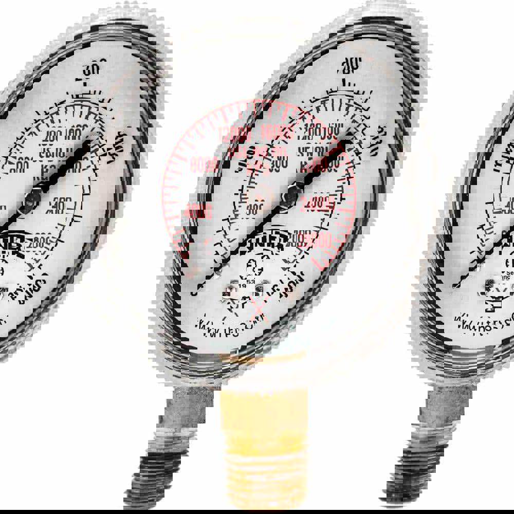 1/4 Inch NPT, 3,000 Max psi, Brass Case Cylinder Pressure Gauge